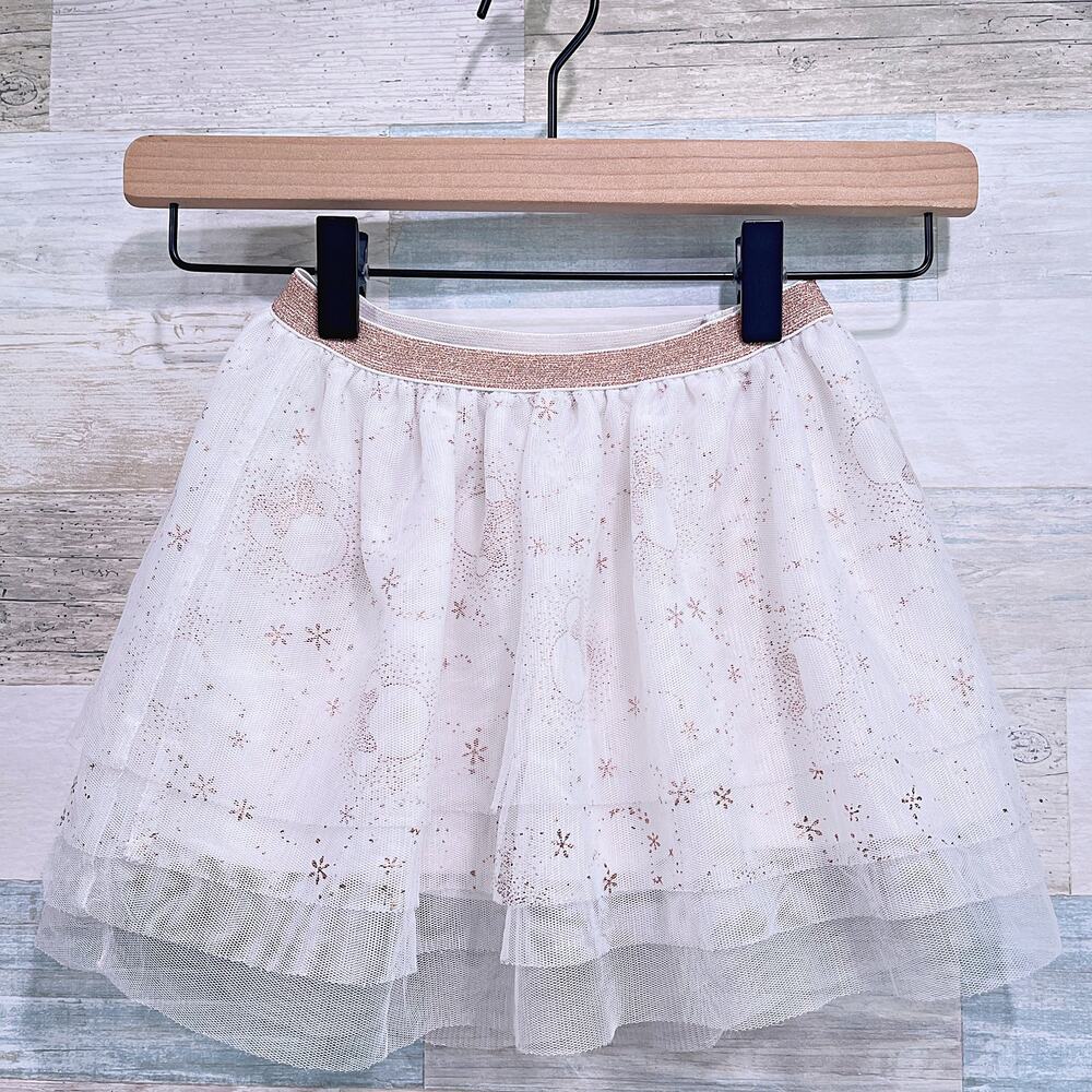 DISNEY Glitter Mickey Fireworks Tulle Tutu Skirt Cream Rose Gold Toddler Girl 3T